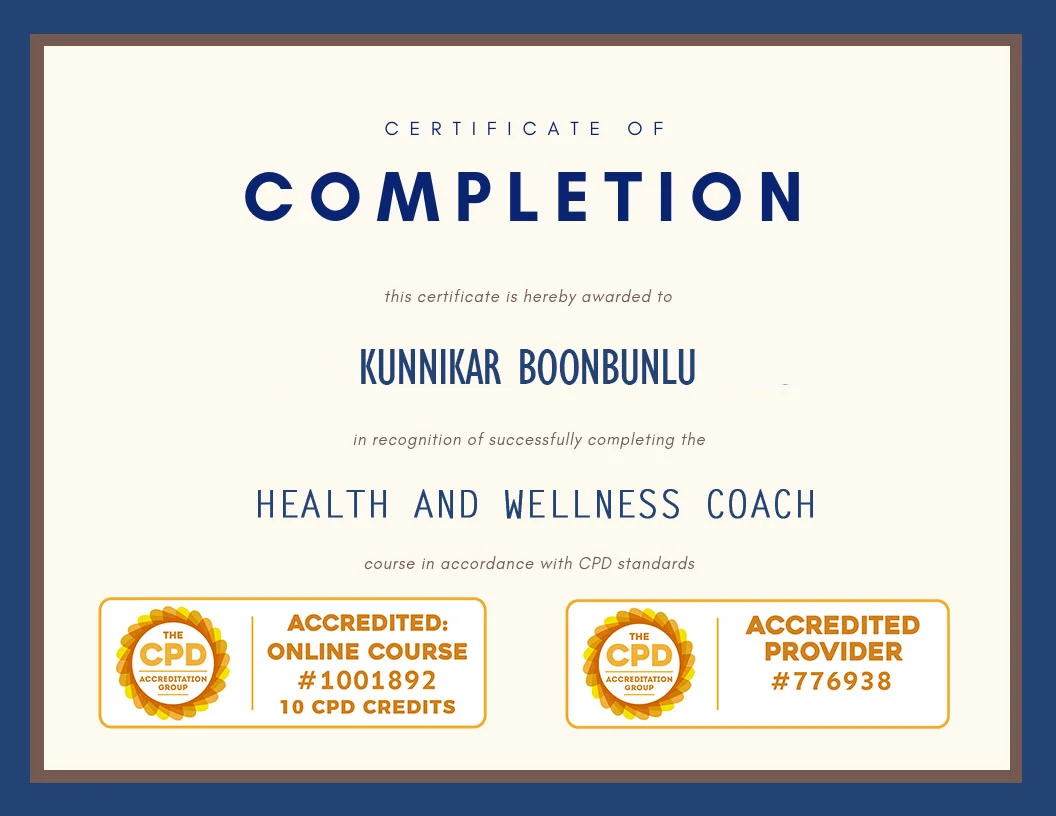 Health and Wellness certificate